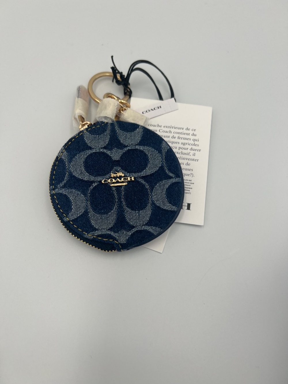 Circular Coin Pouch Bag Charm In Signature Denim - Picture 2 of 3